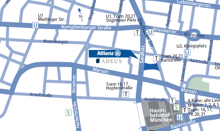 Wegbeschreibung zu ADEUS, Standort München